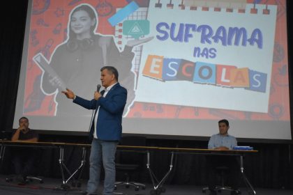 Superintendente Bosco Saraiva, em palestra no Suframa nas Escolas na Matias Machline
