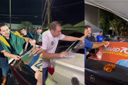 Os adesivaços iniciaram no início da madrugada desta sexta-feira (Foto: Reprodução)