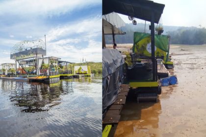 As duas imagens mostram o antes e depois no mesmo flutuante, no Tarumã (Fotos: Divulgação/Amazon VIP)
